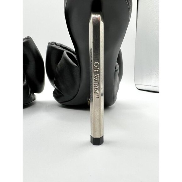 Off-White Allen Black Leather Bow Mule Sandals Stiletto Heel - Picture 14 of 14